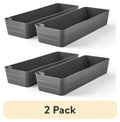 (2 Pack)  Utility Flex Storage Tray Organizer Set, Plastic Drawer Organizer Trays for Kitchen, Desk, Bathroom and Office Drawer Organization, Gray, 2-Pack, 5" X 15"