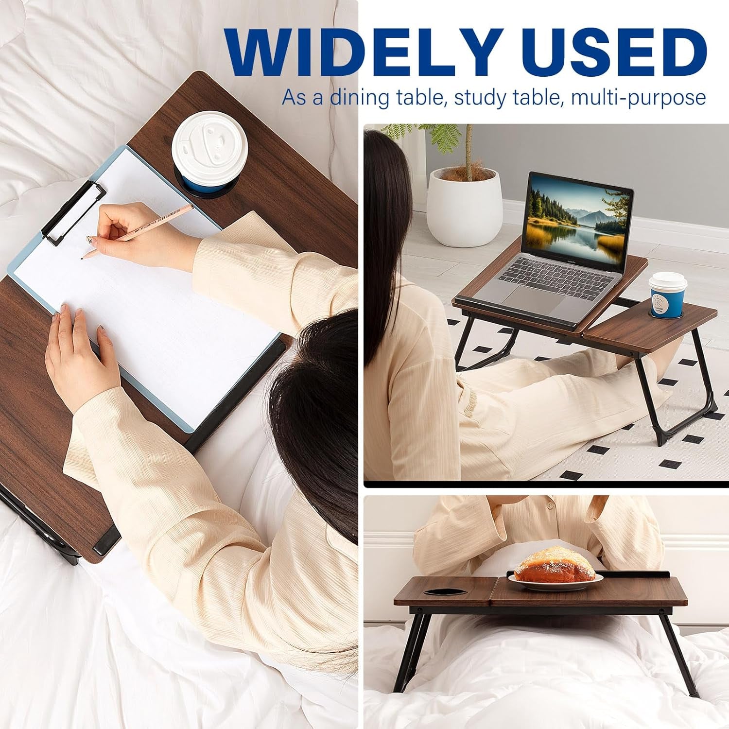 Adjustable Laptop Desk,Bed Computer Desk, Foldable Study Desk, Bedroom, Children'S Adjustable Table, Small Coffee Table, Dining Table, Adjustable Solid Wood Writing Desk