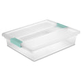 Large Clear Plastic Storage Bin Tote with Clear Lid & Aqua Latch
