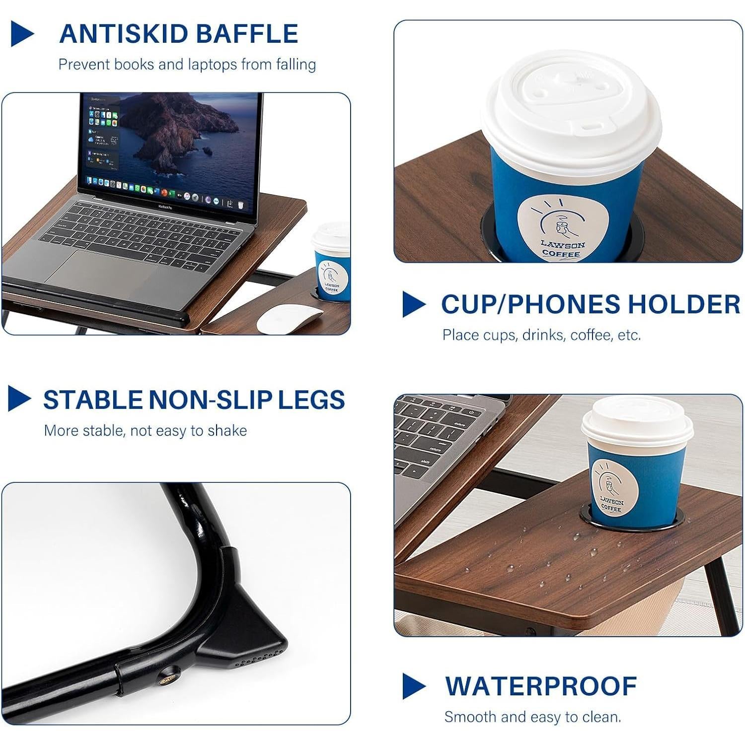 Adjustable Laptop Desk,Bed Computer Desk, Foldable Study Desk, Bedroom, Children'S Adjustable Table, Small Coffee Table, Dining Table, Adjustable Solid Wood Writing Desk