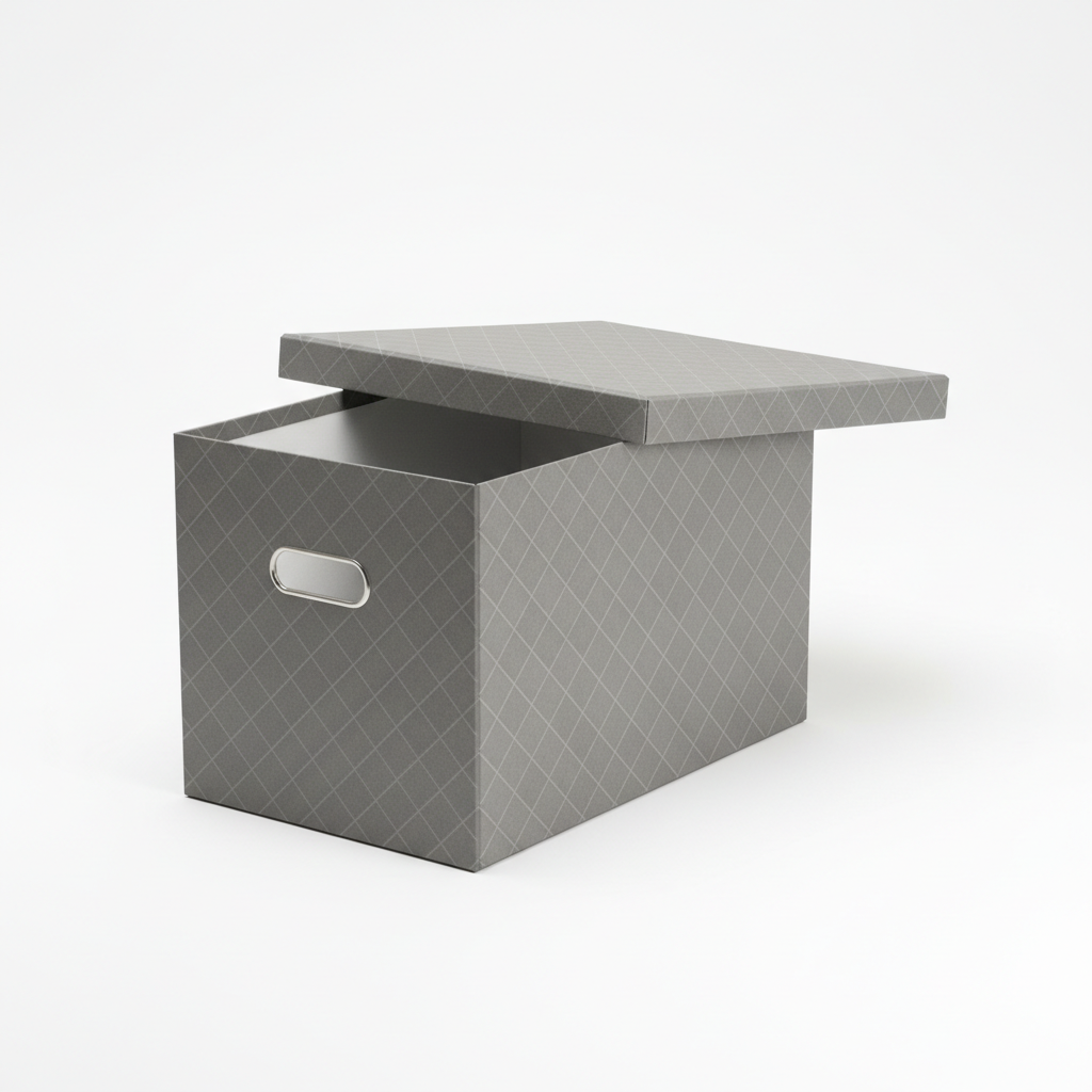 3-Count Decorative, Letter/Legal File Box, Grey, Diamond Design with Grey Lid