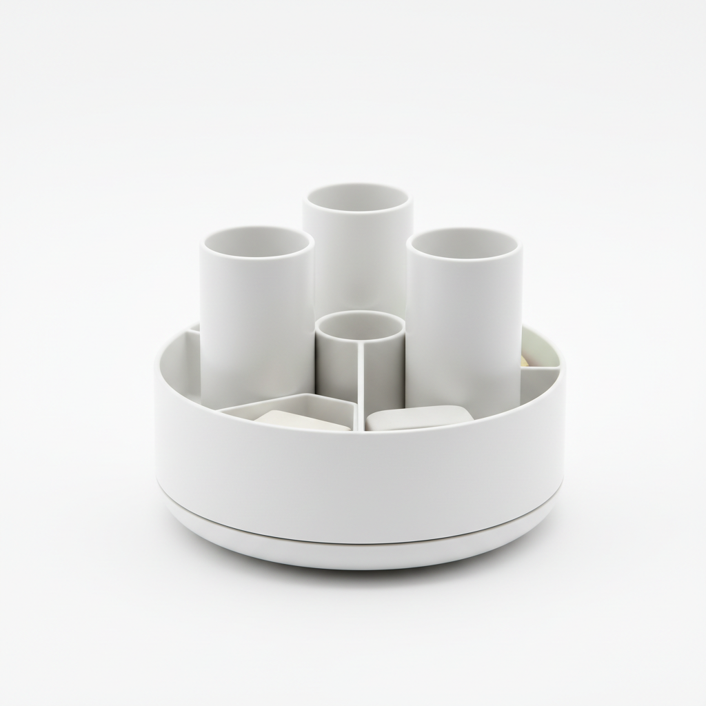 Desk 360 Degree Rotating Pencil Holder, 5 Count，White